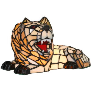�h�A�m�b�J�[ Bieye L10828 Roaring Lion Table Lamp Tiffany Style Stained Glass Accent Night Light for Children's Room Nursery Home D?cor �y���s�A���i�z