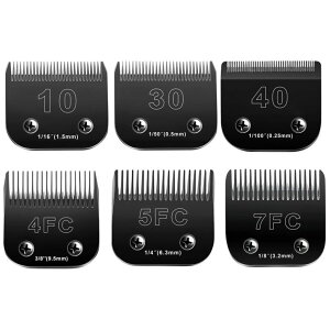 ybgoJ 10 Blades Dog Grooming Blades Compatible with Andis/Oster A5/Wahl KM-10 Series Dog Clippers,Detachable Clipper Replacement Blade (6PCS Black-#10+30+40+4FC+5FC+7FC) ysAiz