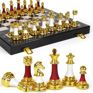 `FXZbg 15" Large Chess Set for Adults with Weighted Acrylic Chess Pieces 3.5" King & Portable Folding Marbling Wooden Chess Board Travel Chess Sets Elegant Classic Chess Game ? Family Board Game Gift ysAiz
