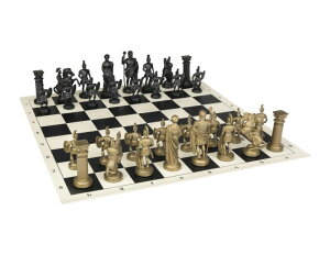 �`�F�X�Z�b�g Roman Chess Set - Vinyl Chess Board Black / White- Size 17,3" + Roman Chess Pieces 3,75" Black / Gold �y���s�A���i�z