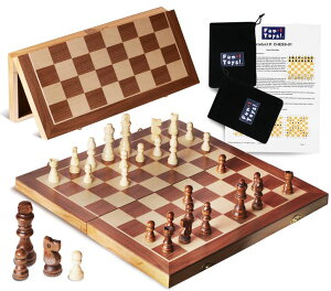 �`�F�X�Z�b�g Fun+1 Toys! Wooden Chess Set for Adults and Kids, 15" Portable Chess Board Set with Chess Pieces & Drawstring Bag �y���s�A���i�z
