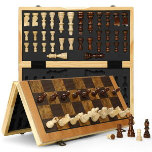 `FXZbg Chess Set Magnetic Wooden Chess Board Game, Chess Sets Boards for Adults Kids, 15 Inch Foldable Portable Travel Chess Set with Pieces Storage Box for Beginner Professionals ysAiz