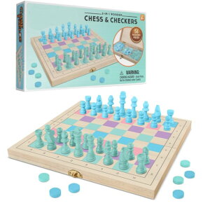 `FXZbg 2 in 1 Wooden Chess and Checkers Set - Chess Set for Kids ? 11h x 11h Wood Game Board Folds As Storage Case - Chess Checker Set - Childrens Chess Sets for Beginners - Chess Board for Kids ysAiz