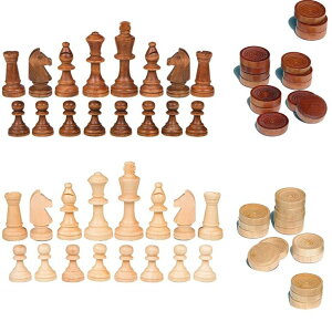 �`�F�X�Z�b�g NiSotieb 2 in 1 Chess Pieces Wood Chess Pieces + Checker Pieces Without Board (3.5 inches) �y���s�A���i�z