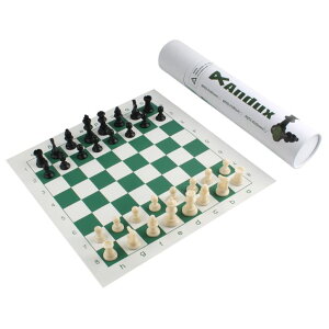 `FXZbg Andux Chess Game Set Chess Pieces and Rollable Board XQTZ-01 (Green,42x42cm) ysAiz