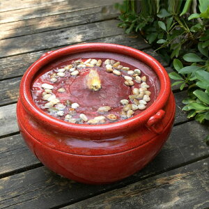 K[f  CeA u^  ̃IuWF EH[^[tH[t@Ee MSEONWXI Red Glazed Resin Outdoor Water Fountain with LED Lights - Modern Garden Fountain for Patio Decor, Rustic Design Water Featu
