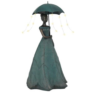 �K�[�f�����C�g LED �\�[���[���C�g �t�F�A���[ DiliComing Solar Fairy Outdoor-Statue Garden-Decor - 18 Resin Leaf Girl Sculpture with LED Lights for Garden/Patio/Yard | Waterproof Fairy Outdoor Figurines, Unique Home Decor Gifts for �y��