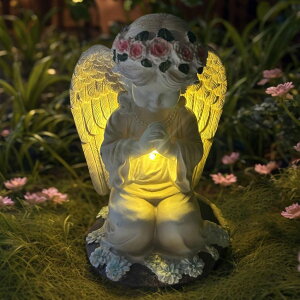 �K�[�f�����C�gLED�\�[���[���C�g �\�[���[�p���[ YODY Solar Garden Statues Outdoor Decor- Yard Decorations for Patio, Balcony, Backyard, Lawn Ornaments - Angel Figurines with LED Light- Unique Birthday House Warming Gifts for Women, �y