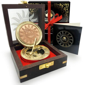 v Anniversary Sundial Compass Gift for Him - Unique & Unusual Present Idea for Men, Husband or Wife Wedding Anniversary Year, Gift Card Included, Antique Decor - Brass Gold Color, 2.7 Inch ysAiz
