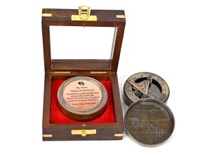 v Brass Nautical - Anniversary Sundial Clock Gift for Him or Her - Unique Gift Ideas for Husband or Wife, Men Wedding Anniversary 50th 40th 25th 20th Year Celebration (Brass Patina) ysAiz