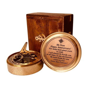 v Anniversary Sundial Gift for Him or Her Sundial Clock Compass - Unique Gift for Husband or Wife, Men 1st Wedding Anniversary 50th 40th 25th 20th Year Celebration (Anniversary Sundial Wood Box) ysAiz