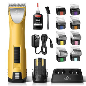 ybgoJ FuzzyFix Professional Dog Clippers for Grooming with Charging Replacement, Low Noise Pet Grooming Kit for Thick Curly Matted Heavy Coats Cordless Hair Trimmer with 8 Metal Guide Combs for Animal Horse ysAiz