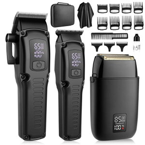 ybgoJ QREEYX Professional Hair Clipper for Men, 3 in 1 Hair Clipper Beard Trimmer and Electric Foil Shaver Set with LED Display, Cordless Grooming Kit for Home, Travel, Barber, Ideal Gift for Him ysAiz