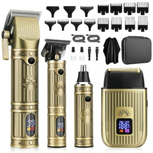 �y�b�g�o���J�� Saoilli Hair Clippers for Men Professional,Beard Trimmer Hair Trimmer Kit,Cordless Clippers and Trimmers Set,Electric Razor Shavers for Men,Nose Trimmer Mens Grooming Kit for Barber,LED Display �y���s�A���i�z