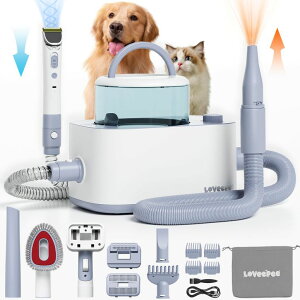 ybgoJ LOVEEPEE Dog Grooming Vacuum Kit, Dog Vacuum for Shedding Grooming Hair Dryer Kit, 9-in-1 Pet Brush Vacuum with Electric Pet Clippers, 21KPa Adjustable Speed & Temperature - 3L Dust Box ysAiz