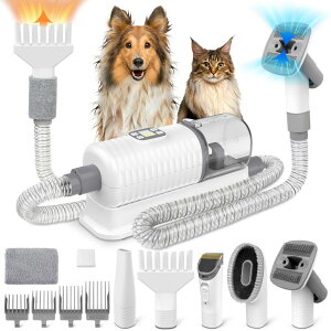 ybgoJ binROC Dog Grooming Vacuum & Hair Dryer Dog Blower for Shedding Grooming, 6 in 1 Pet Grooming Vacuum for Dogs Cats at Home with Pet Clippers and 4 Combs, 9 Adjustable Speed and Temperature Control ysAiz