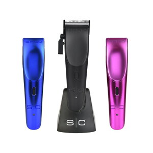 ybgoJ StyleCraft Ergo Professional Microchipped Magnetic Clipper with 5 Guards, Charging Stand, and 3 Customizable Colored Lids (Black, Pink, Blue) ysAiz