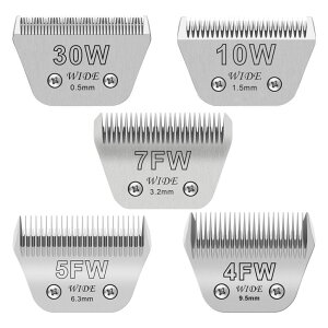 ybgoJ 30W+10W+7FW+5FW+4FW Wide Pet Dog Grooming Detachable Blades Kit,Compatible with Andis,Oster A5,Wahl KM10 Clippers,Cut Length 1/50"(0.5mm) to 3/8" (9.5mm),5 Pack ysAiz