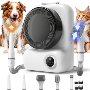 �y�b�g�o���J�� KungFuPet Dog Grooming Vacuum and Dryer, Pet Grooming Vacuum for Dogs with 3 Liter Canister, 15000Pa Suction for Shedding Grooming, Extra Space for Storage for 5 Grooming Kits. White �y���s�A���i�z