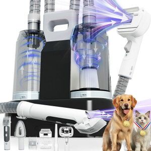 ybgoJ FOTING 6 in 1 Dog Grooming Vacuum & Dryer Kit, 2.1L Double Dust Cup Separator Design, Dogs Vacuums for Shedding Grooming, 10000pa Pet Grooming Vacuum for Dogs at Home ysAiz