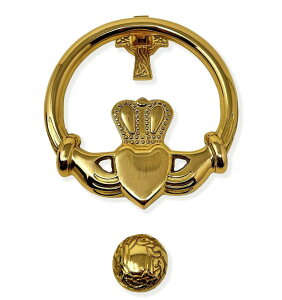 �h�A�m�b�J�[ Exclusively Irish Claddagh Door Knocker House Accessory Polished Brass Housewarming Gift �y���s�A���i�z
