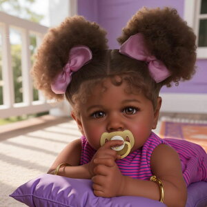 �Տ����� ���A�� �x�r�[�h�[�� �V�����l�` JIZHI Reborn Baby Dolls Black - 22 Inch Lifelike Soft Body Realistic-Newborn Baby Dolls Taupe Eyes Caramel Skin Tone Pink Striped Skirt Real Life and Toy Accessories Gift for Kids Age 3 �y���s�A