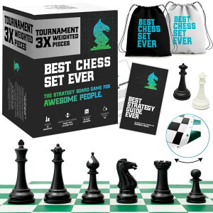 �`�F�X�Z�b�g Best Chess Set Ever 3X Triple Weighted Tournament Size Chess Game (4" King) Large Staunton Modern Pieces, 20x20 Big Double-Sided, Roll Up Silicone Mat, Professional Chess Board Set for Adults & Kids �y���s�A���i�z