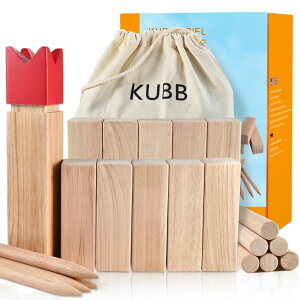 `FXZbg Faburo Large Kubb Yard Game Set with Carrying Bag, Yard Games Set Viking Chess Games Tossing Game Set, Outdoor Camping Beach Backyard Lawn Game for Adults and Family for Field Day Games (Large) ysAiz
