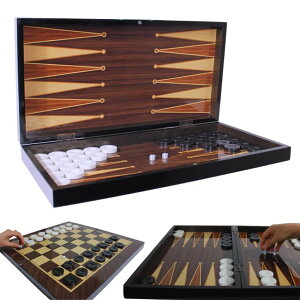 `FXZbg PARK & OZ Walnut 19 inch Premium Turkish Backgammon & Chess Set ? Handmade 2-in-1 Wooden Board Game with Glossy Finish ? Luxury Checkers & Dice ? Foldable & Travel-Friendly ysAiz