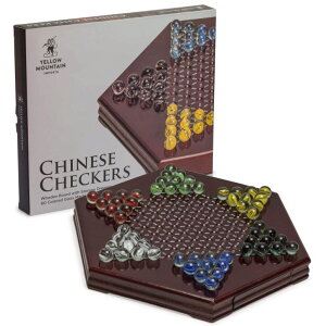 `FXZbg Yellow Mountain Imports Wooden Chinese Checkers Halma Board Game Set (12-Inch) with Storage Drawer and 60 Colored Glass Marbles (14mm) - Classic Strategy Game ysAiz