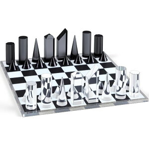 �`�F�X�Z�b�g VioraWhite Acrylic Chess Set, 11.8 x 11.8 Inch Large Modern Table Chess Game Board for Adults �y���s�A���i�z