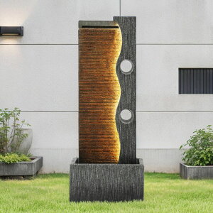 K[f  CeA u^  ̃IuWF EH[^[tH[t@Ee Autodaya 39.4" Modern Zen Faux Slate Water Fountain for Indoors or Outdoors with LED Lights, Cascading Waterfall, Tranquil Water Fea