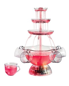   ̃IuWF e[ugbvt@Ee CeA Nostalgia 3-Tier Party Fountain Holds 1 Gallon, LED Lighted Base, Includes 5 Reusable Cups, Clear ysAiz