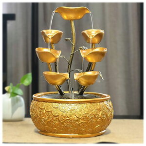   ̃IuWF e[ugbvt@Ee CeA Gold 4-Tier Money Tree Tabletop Waterfall Fountain for Indoor Zen Meditation and Relaxation ysAiz