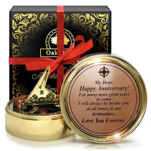 v OakiWay Anniversary Sundial Compass Gift for Him or Her - Unique Gift Ideas for Husband or Wife, Men Wedding Anniversary 50th 40th 25th 20th Year Celebration, Gift Card Included ysAiz
