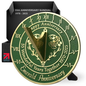 v Anniversary Sundial Gift for 55th Emerald Wedding Anniversary in 2025 - Recycled Metal Home Decor Or Garden Present Idea - Handmade in UK for Him, Her Parents Or Couples 55 Year Celebration ysAiz