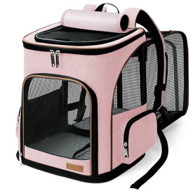 インコ 小鳥 バード トラベルキャリアー Lekereise Pet Carrier Backpack Expandable Cat Backpack for Small Dogs Cats, Dog Backpack Bag with Breathable Mesh, Pink 【並行輸入品】