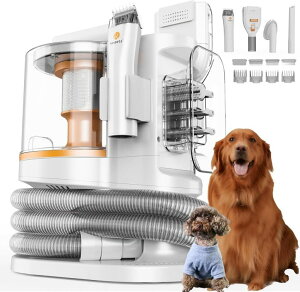 ybgoJ PROMOMO Pet Grooming Kit with 3.4L Oversized Vacuum Suction - 99% Pet Hair Removal - Professional Dog Clippers & Shedding Tools for Cats, Teddy, Poodle, Golden Retrievers (Metallic Orange & White) ysAiz
