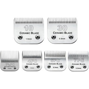 ybgoJ 6Pack 10Blades Dog Grooming Replacement Blades Compatible with Andis Pet Clipper/Oster A5/Wahl KM Series Dog Clipper,Ceramic Blade & Stainless Steel Blade (#10+30+5FC+7FC+3FC+4F) ysAiz