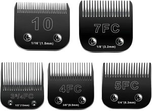 ybgoJ 10 Blades Dog Grooming Blades Compatible with Andis/Oster A5/Wahl KM-10 Series Dog Clippers,Detachable Clipper Replacement Blade,Black (5PCS Black-#10+3FC+4FC+5FC+7FC) ysAiz