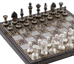 `FXZbg Luxury & Decorative Premium Board Chess Game Set | 12 x 12 Inches | Black & Silver | Collectible & Handmade Chess Set for Professionals & Adult for Tournament/for Gifting by INDUS LIVING ysAiz