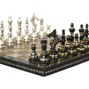�`�F�X�Z�b�g Collectible Premium Luxury Heavy Large Solid Metal Brass Chess Pieces Chess Board Game with Box Chess Set for Adults, Kids New Year Gift �y���s�A���i�z