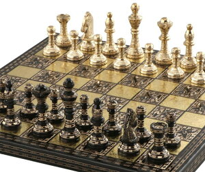 `FXZbg Luxury & Decorative Premium Chess Board Game Set | 12 x 12 Inches | Black & Gold | Collectible & Handmade Chess Set for Professionals & Adult for Tournament/for Gifting by INDUS LIVING ysAiz