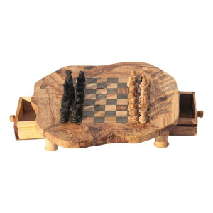 �`�F�X�Z�b�g Kamsah Olive Wood Chess Board (15�h) Set with Storage Drawers - Handmade, Vintage, Unique, Luxury, Wooden Chess Set with 32 Fancy Olive Wood Chess Pieces - Nice Gift for Housewarming & More �y���s�A���i�z