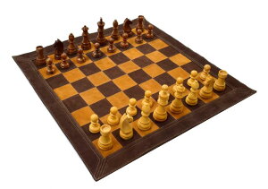 `FXZbg WIGANO 19"X19" Genuine Leather Tournament Chess Set with 3.75" King Size Wooden Weighted Chess Pieces & Roll-Up Leather Chess Board Best One for Gifting Thanks Giving ysAiz