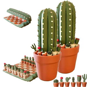 `FXZbg Cactichess, Cactus Chess Set, Cactus?Theme Rollable Chess Set with Pot Case & Free Magnets, 3D Printed Cactus-Themed Pieces Chesses Board, Unique Succulent Design Gift for Plant Lovers(2 Pcs) ysAiz