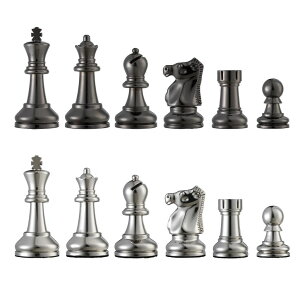 `FXZbg Bobby Fischer Ultimate Metal Staunton Chess Set with 3.75 in. King ? Weighted Chess Pieces Only, Silver & Black, Luxury Chess Set, & Premium Tournament Chess Set for Adults ysAiz