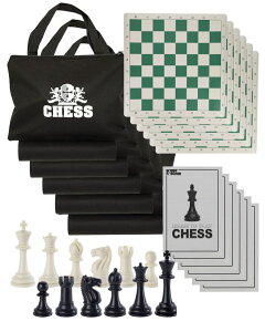 �`�F�X�Z�b�g WE Games Value Tournament Chess Set - 34 Pieces, Roll-Up Board, Chess Bag & Equalizer Dice - Travel Set for Adults �y���s�A���i�z