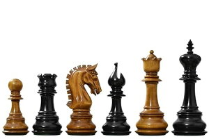�`�F�X�Z�b�g War Admiral Luxury Chess Pieces ? Handcrafted Staunton Design in Ebony Wood & Antiqued Boxwood ? 4.4" King ? Premium Chess Gift Set �y���s�A���i�z