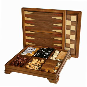 `FXZbg WE Games Walnut 7-Games-in-1 Combination Game Set - Includes Chess, Checkers, Backgammon, Dominoes, Cribbage, Poker, Dice and Cards ysAiz